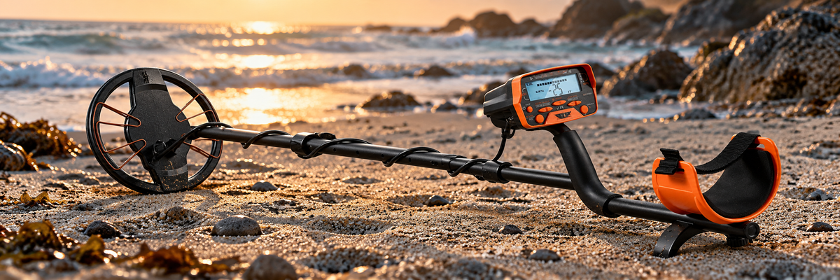 Metal detector on a sandy beach