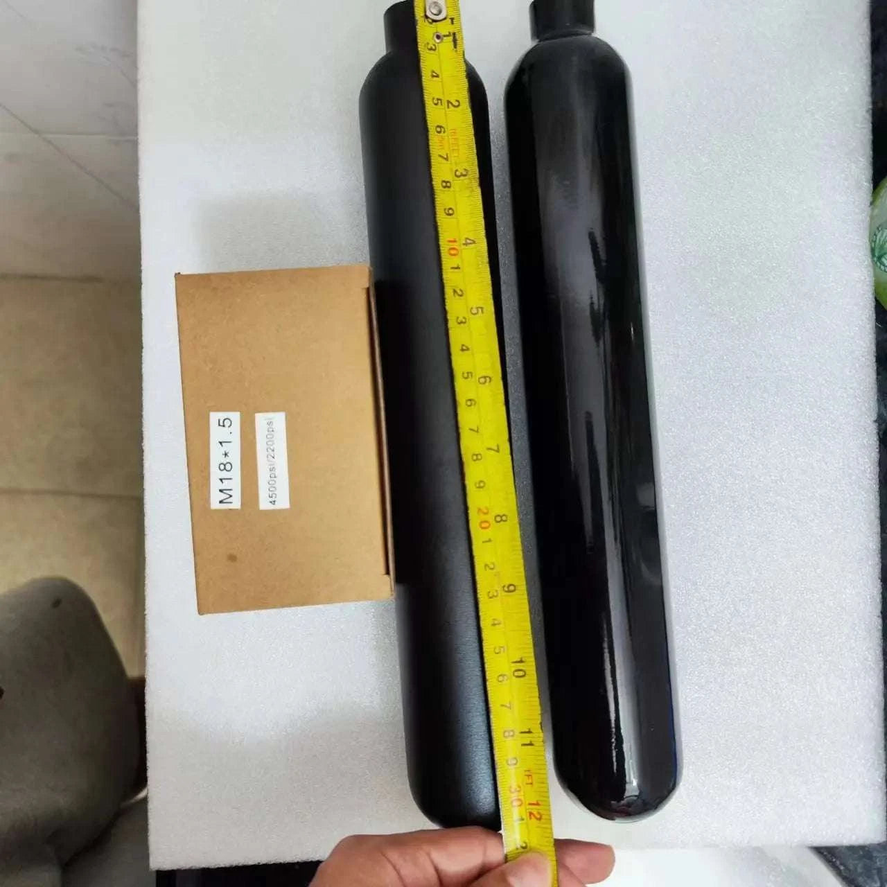 0.38L Aluminum Diving Tank Bottle 20MPa M18 Thread 4500 PSI-Bright -2200Psi