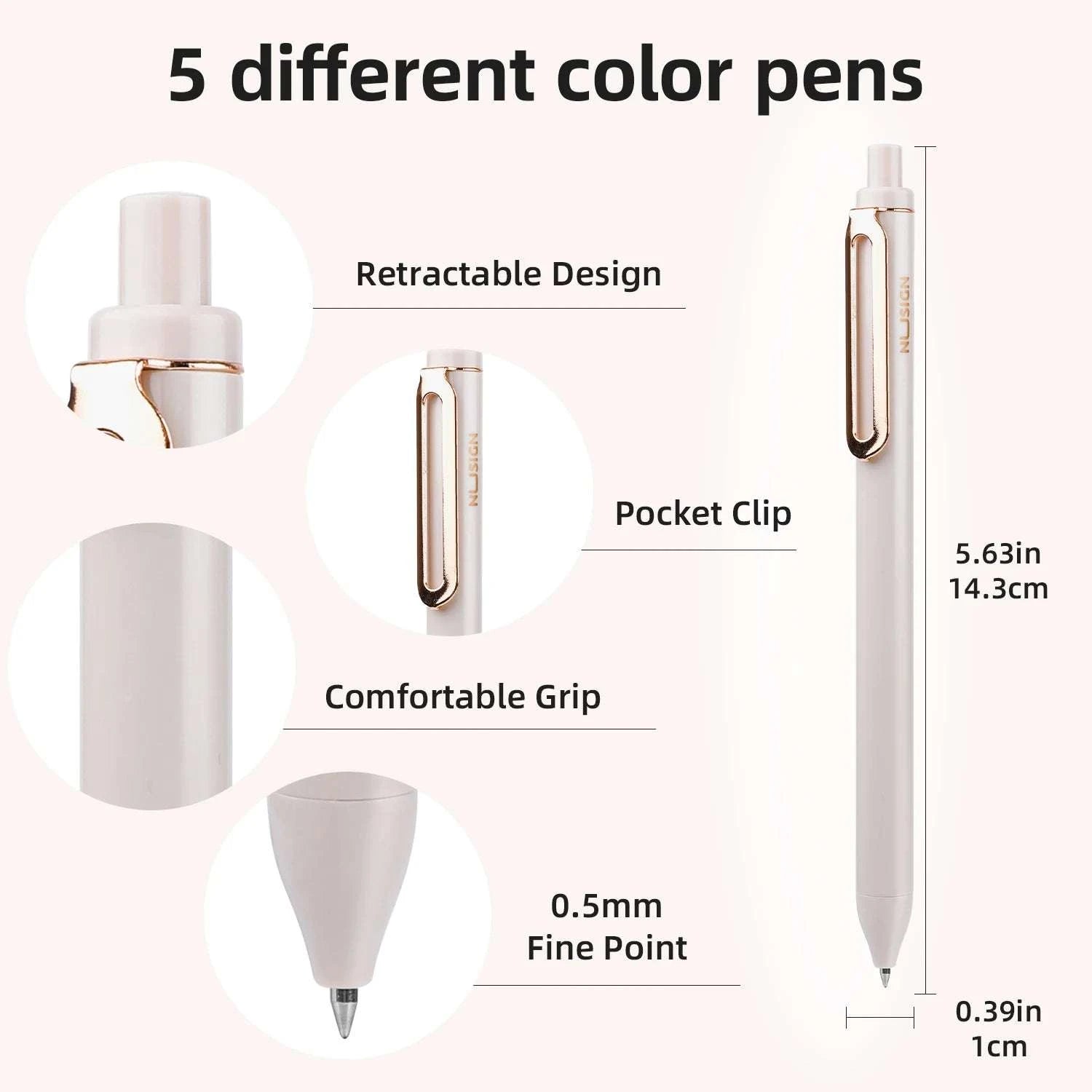 0.5mm Smooth Black Gel Pens 5-Pack for School and Office Writing-5pcs / black / United States