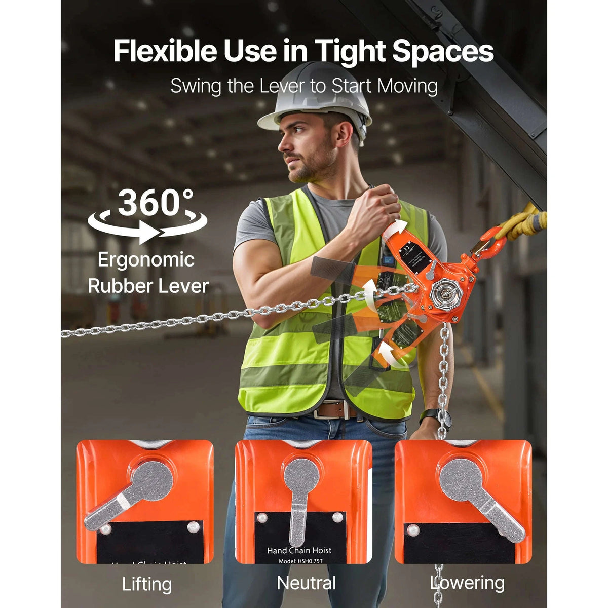 0.75T Manual Lever Chain Hoist with Dual Pawl and 360° Rotating Hooks-0.75T 5ft / CZECH REPUBLIC