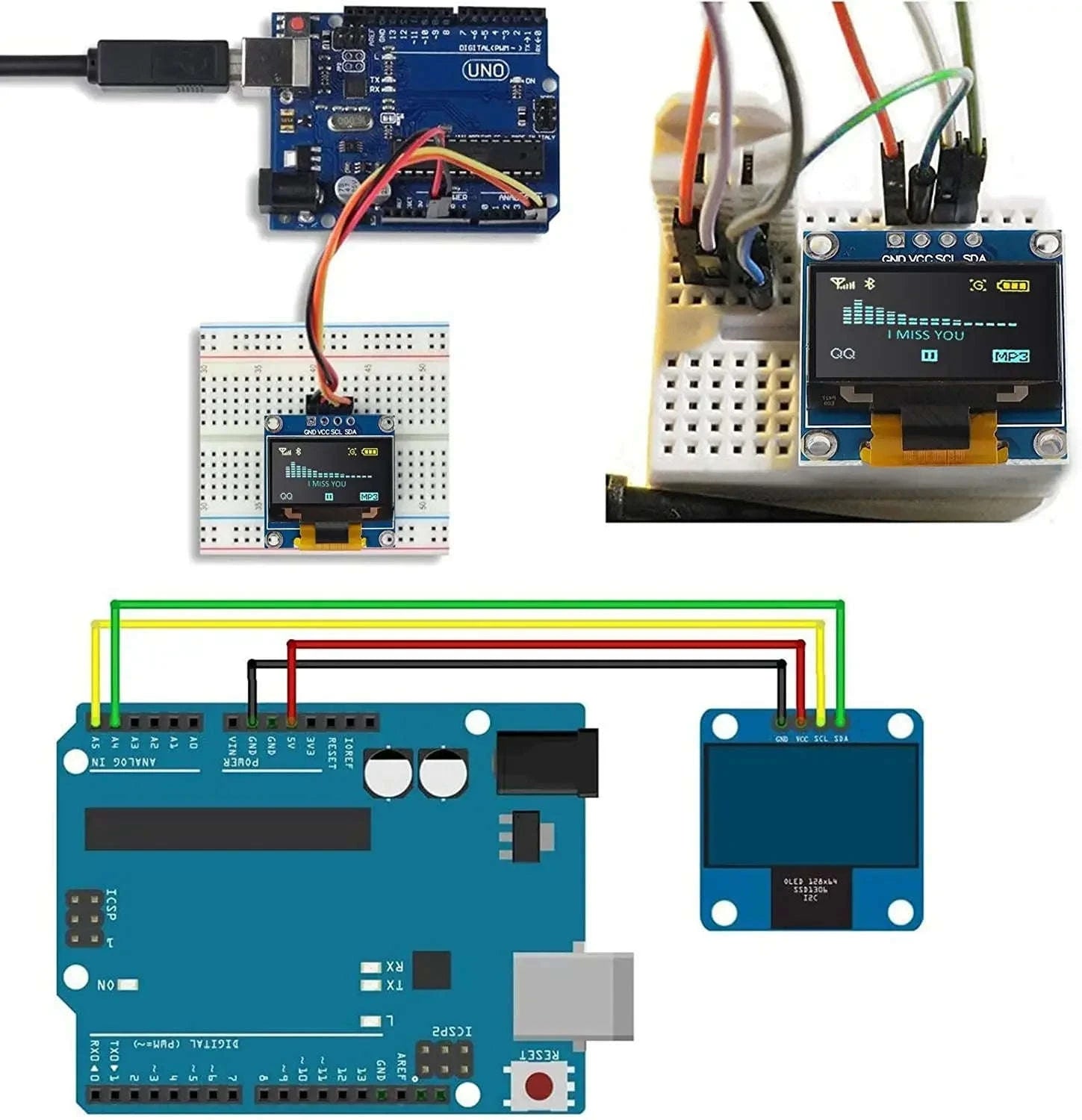 0.96 Inch OLED Display Module 128x64 I2C SSD1306-Yellow Blue 10pcs