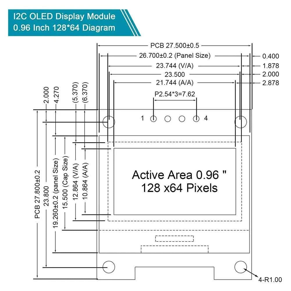 0.96 Inch OLED Display Module 128x64 I2C SSD1306-Yellow Blue 10pcs