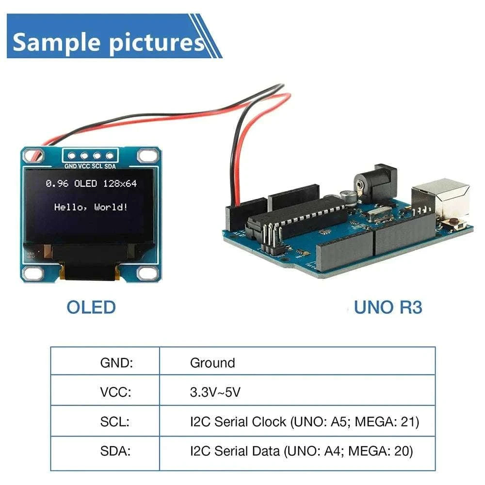 0.96 Inch OLED Display Module 128x64 I2C SSD1306-Yellow Blue 10pcs