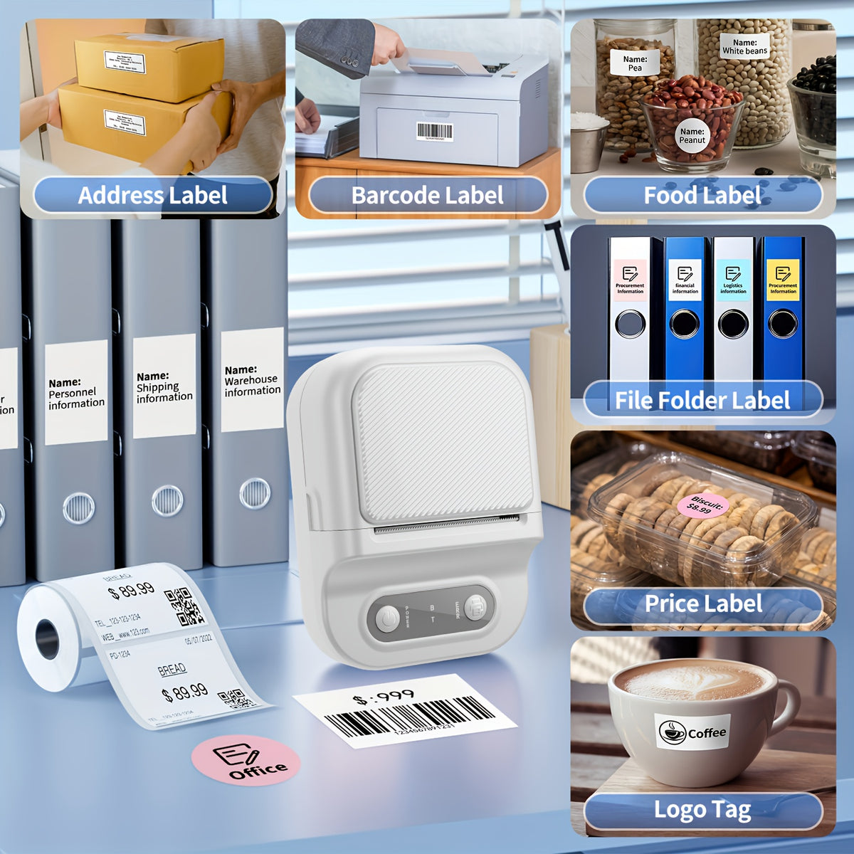 Bluetooth Thermal Label Printer and Paper Options