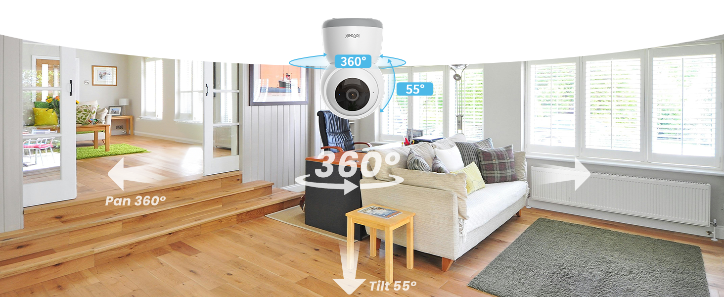 ieGeek 5MP Indoor Security Camera with 360° PTZ and Night Vision