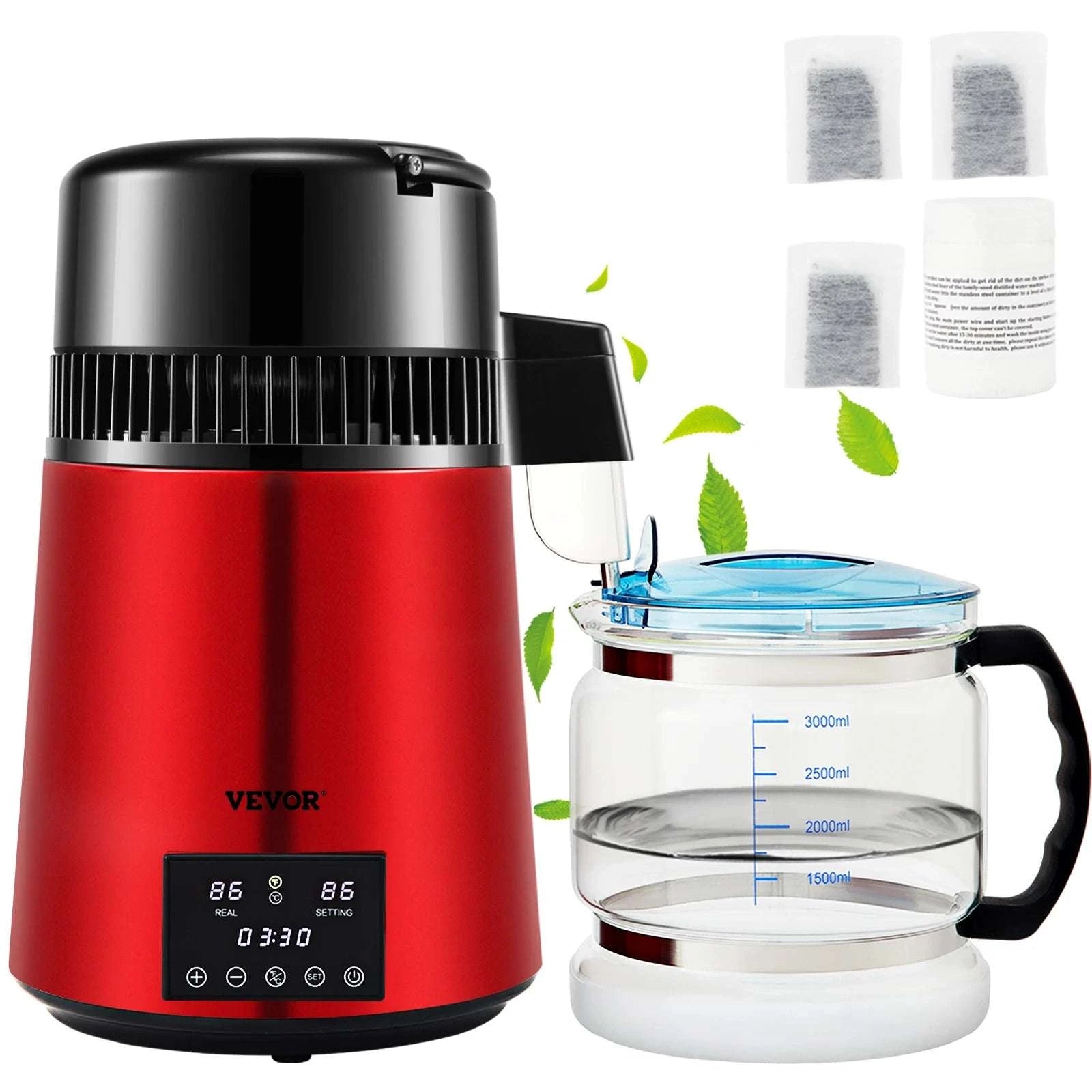 1.1 Gal Water Distiller 750W with Timer & Dual Temp Display-1L per Hour / United States