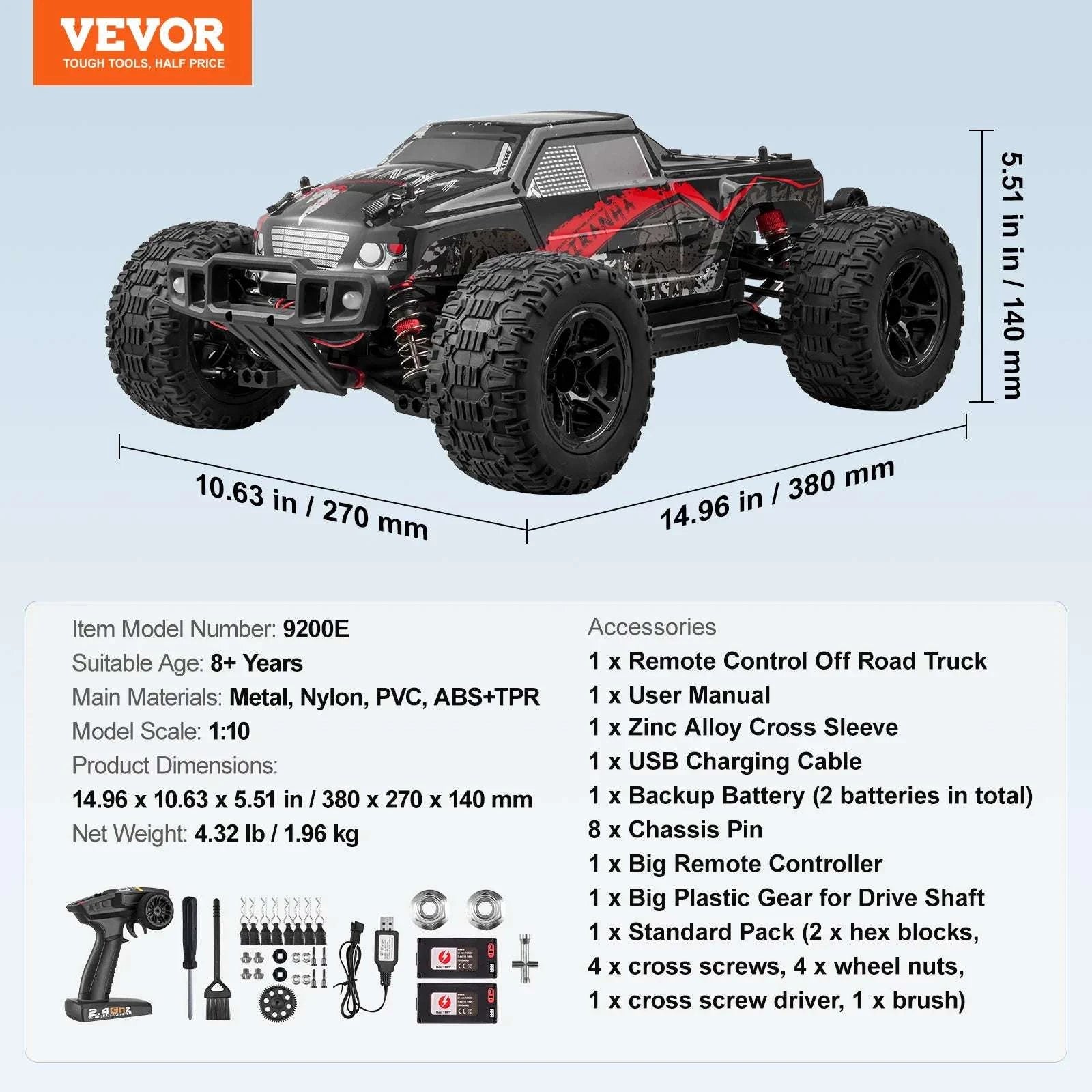 1:10 4WD RC Off-Road Truck 38KM/H with Dual Batteries-1PC / United States