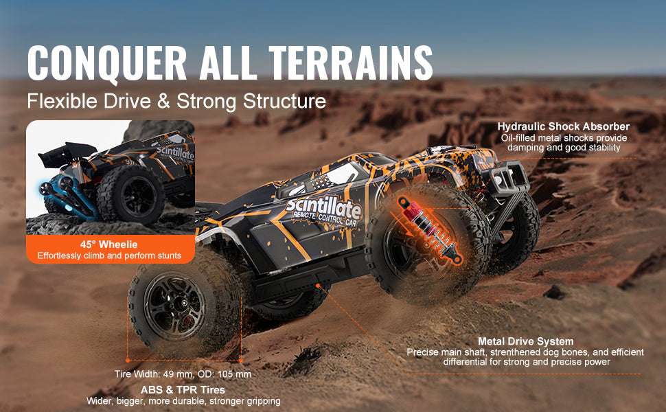 1:10 RC Off-Road Truck 50 km/h 4WD High-Speed All Terrain Car-1PC / CZECH REPUBLIC