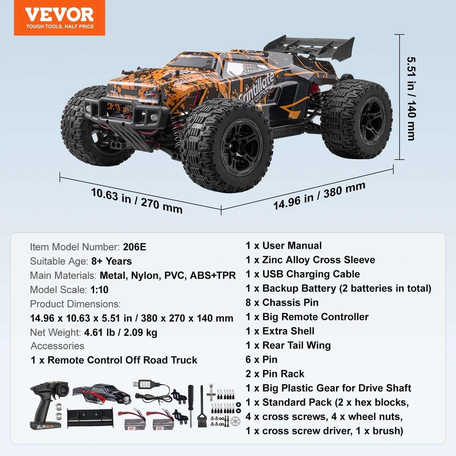 1:10 RC Off-Road Truck 50 km/h 4WD High-Speed All Terrain Car-1PC / CZECH REPUBLIC