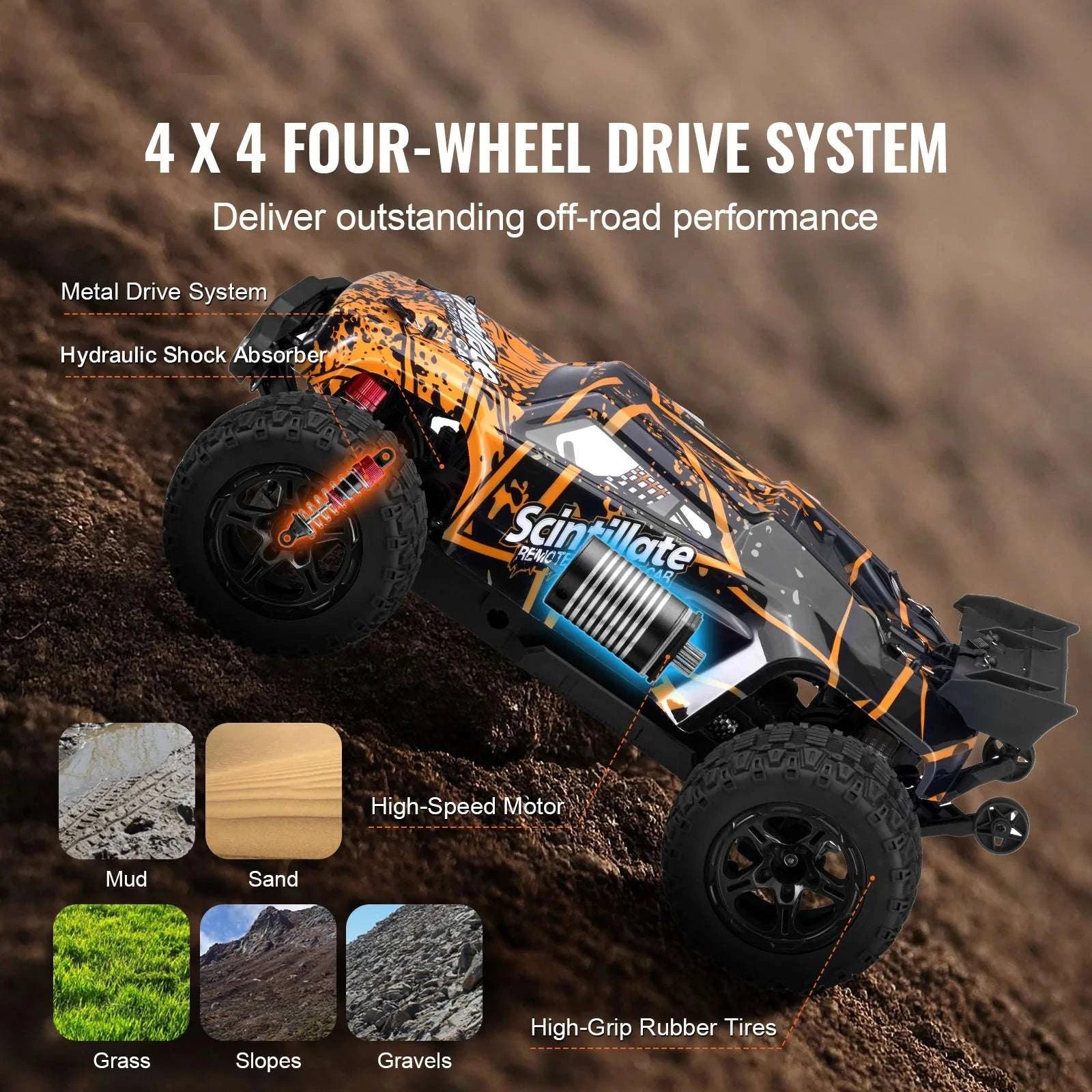 1:10 RC Off-Road Truck 50 km/h 4WD High-Speed All Terrain Car-1PC / CZECH REPUBLIC