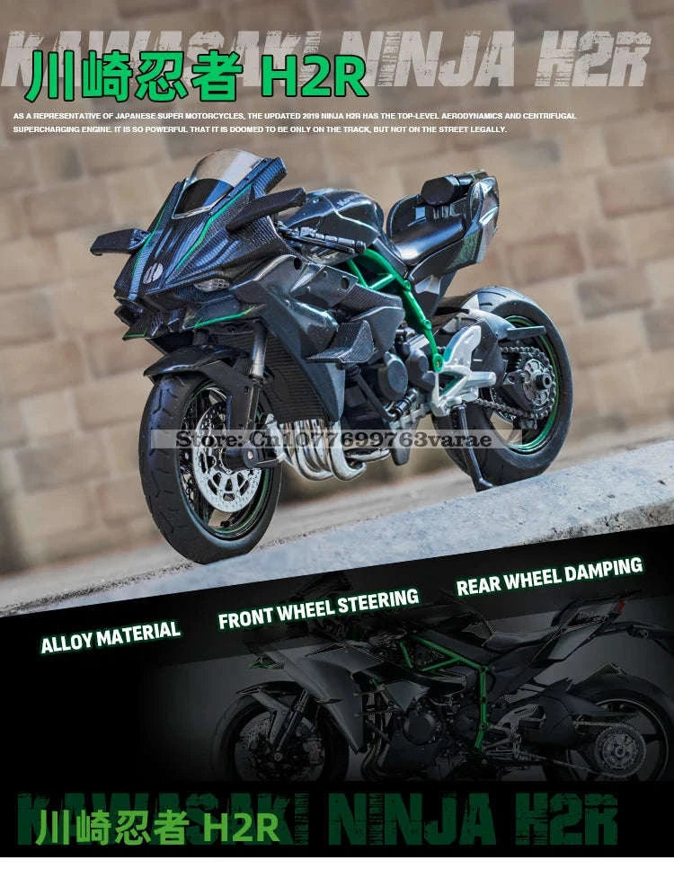 1:18 Kawasaki Ninja H2R Die‑Cast Motorcycle Model-1-18 GSX-R1000