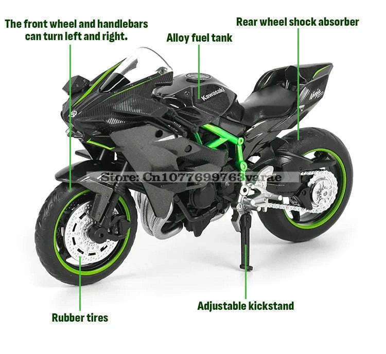 1:18 Kawasaki Ninja H2R Die‑Cast Motorcycle Model-1-18 GSX-R1000