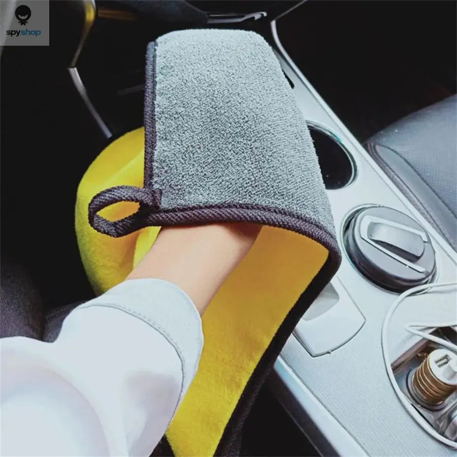 1/2/6pcs Microfiber Cleaning Towel Thicken Soft Drying Cloth Car Body Washing Towels Double Layer Clean Rags Car Accessories Spy-shop.com