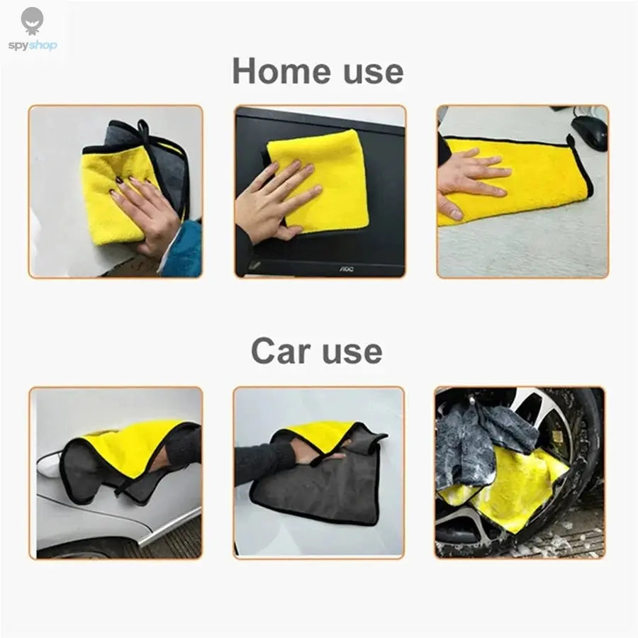 1/2/6pcs Microfiber Cleaning Towel Thicken Soft Drying Cloth Car Body Washing Towels Double Layer Clean Rags Car Accessories Spy-shop.com