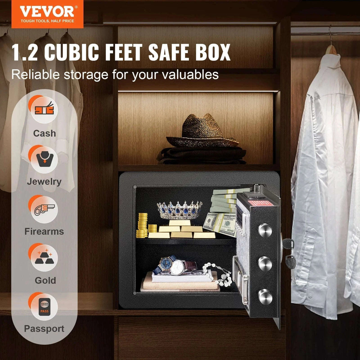 1.2 Cubic Feet Electronic Safe Box with Digital Access and Override Keys-1.2 Cubbic Fit / Poland