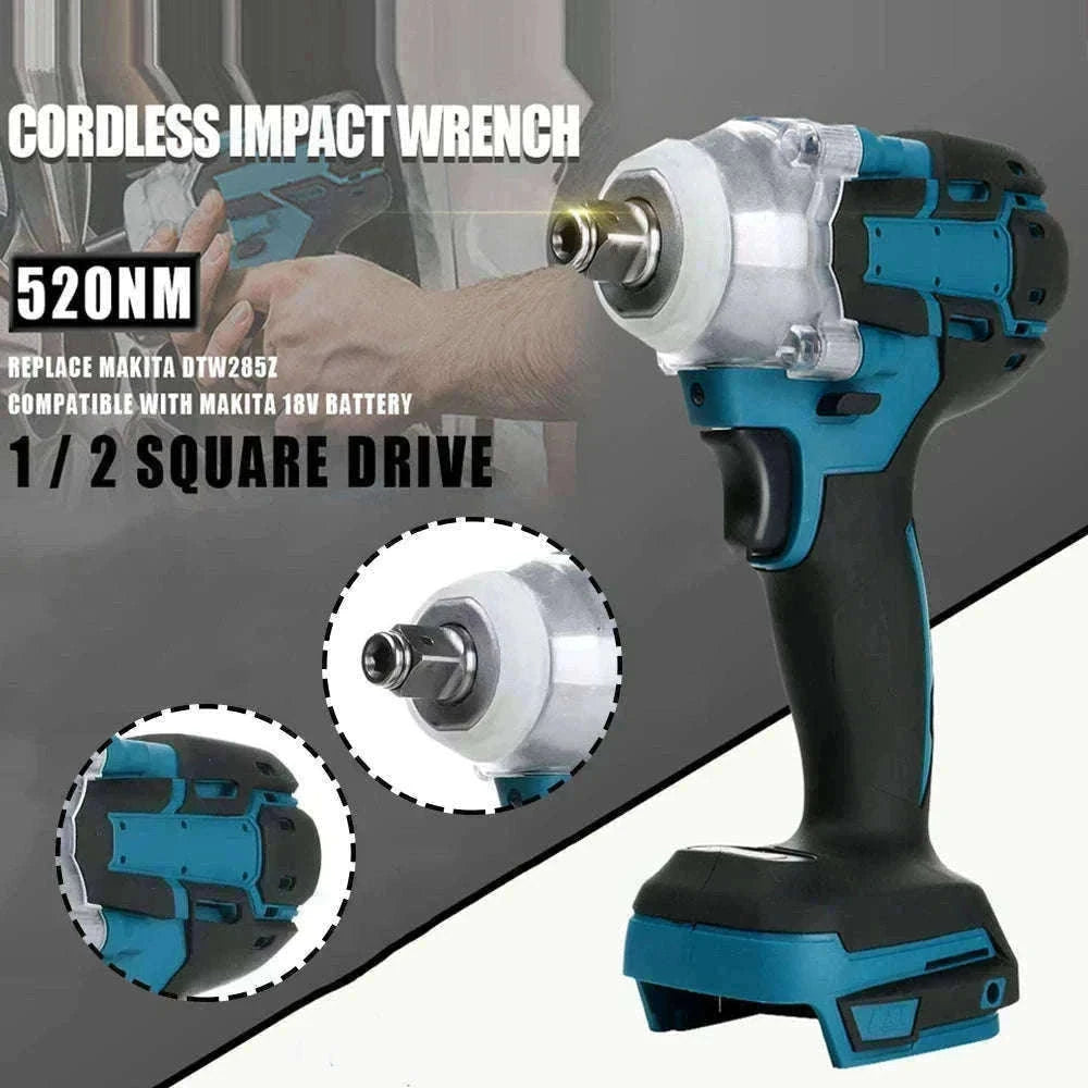 1/2 Inch 520Nm Brushless Cordless Impact Wrench with Toolbox Set-2 Batteries Set / Germany