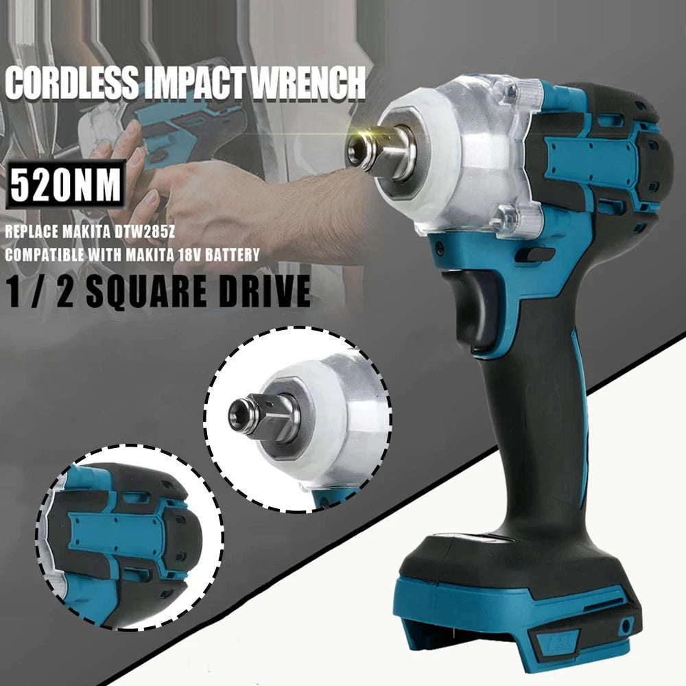 1/2 Inch 520Nm Brushless Cordless Impact Wrench with Toolbox Set-2 Batteries Set / Germany