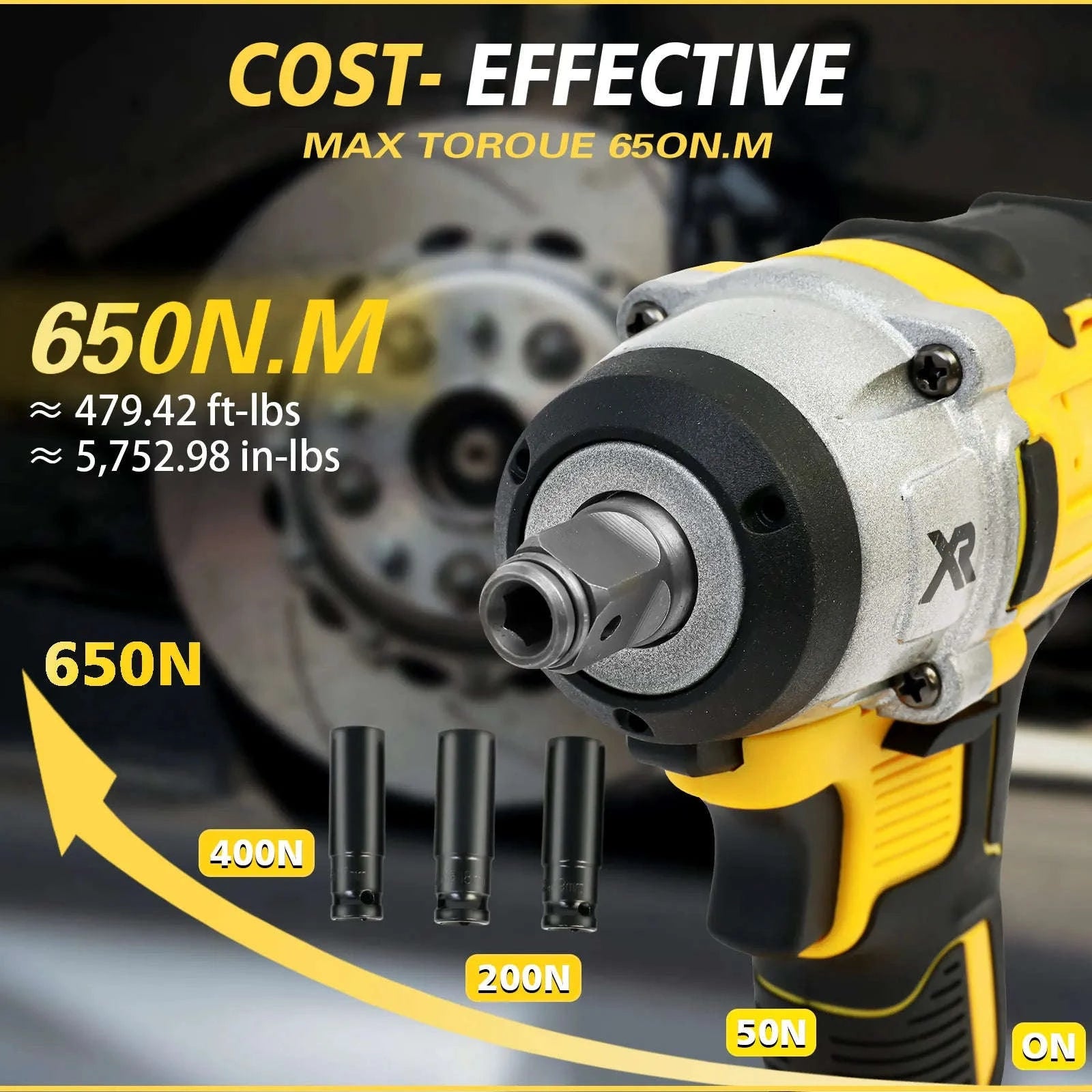 1/2 Inch Cordless Impact Wrench 20V Brushless 280 ft-lbs with 2 Batteries and Charger-United States