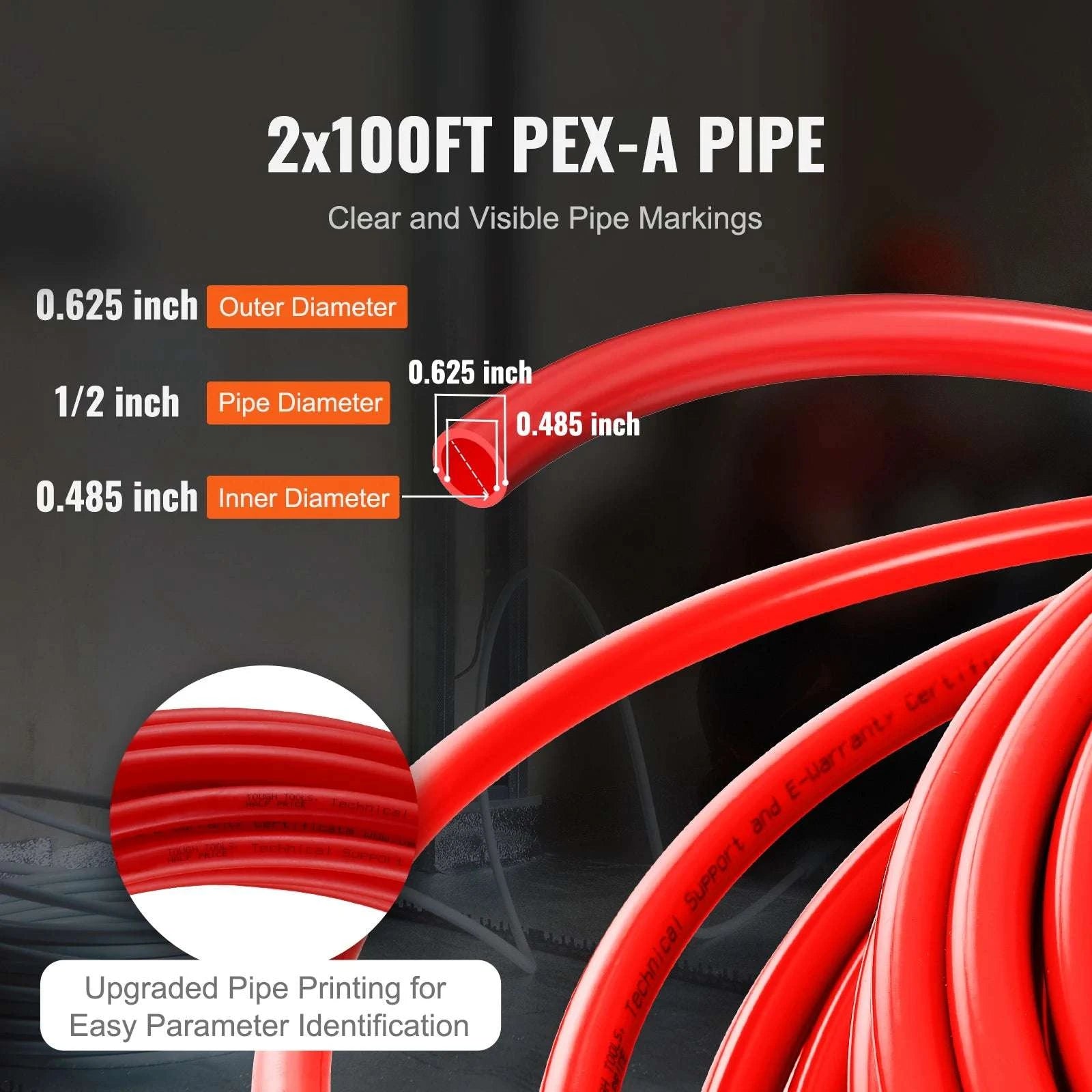 1/2 Inch PEX-A Pipe Tubing 2x100ft Hot and Cold Water Supply-PEX-A / United States