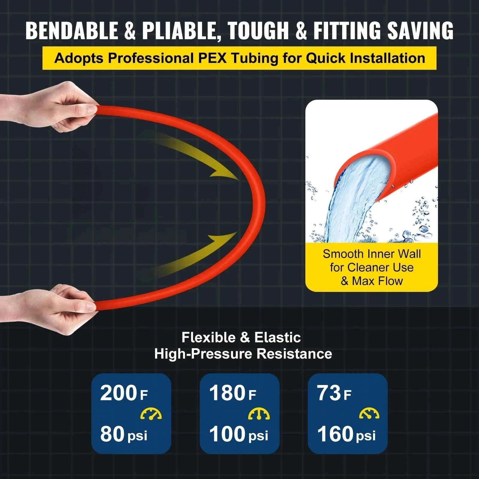 1/2 Inch x 1000 ft Oxygen Barrier PEX Tube for Radiant Floor Heating and Hot/Cold Water-red / United States