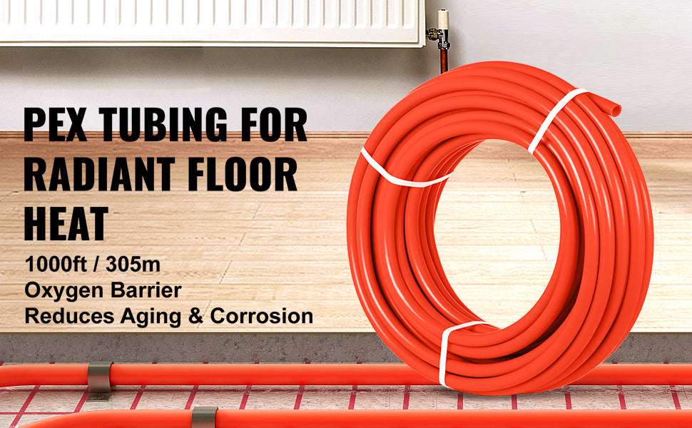 1/2" PEX Tubing 1000ft Oxygen Barrier Pipe for Radiant Heating-red / canada
