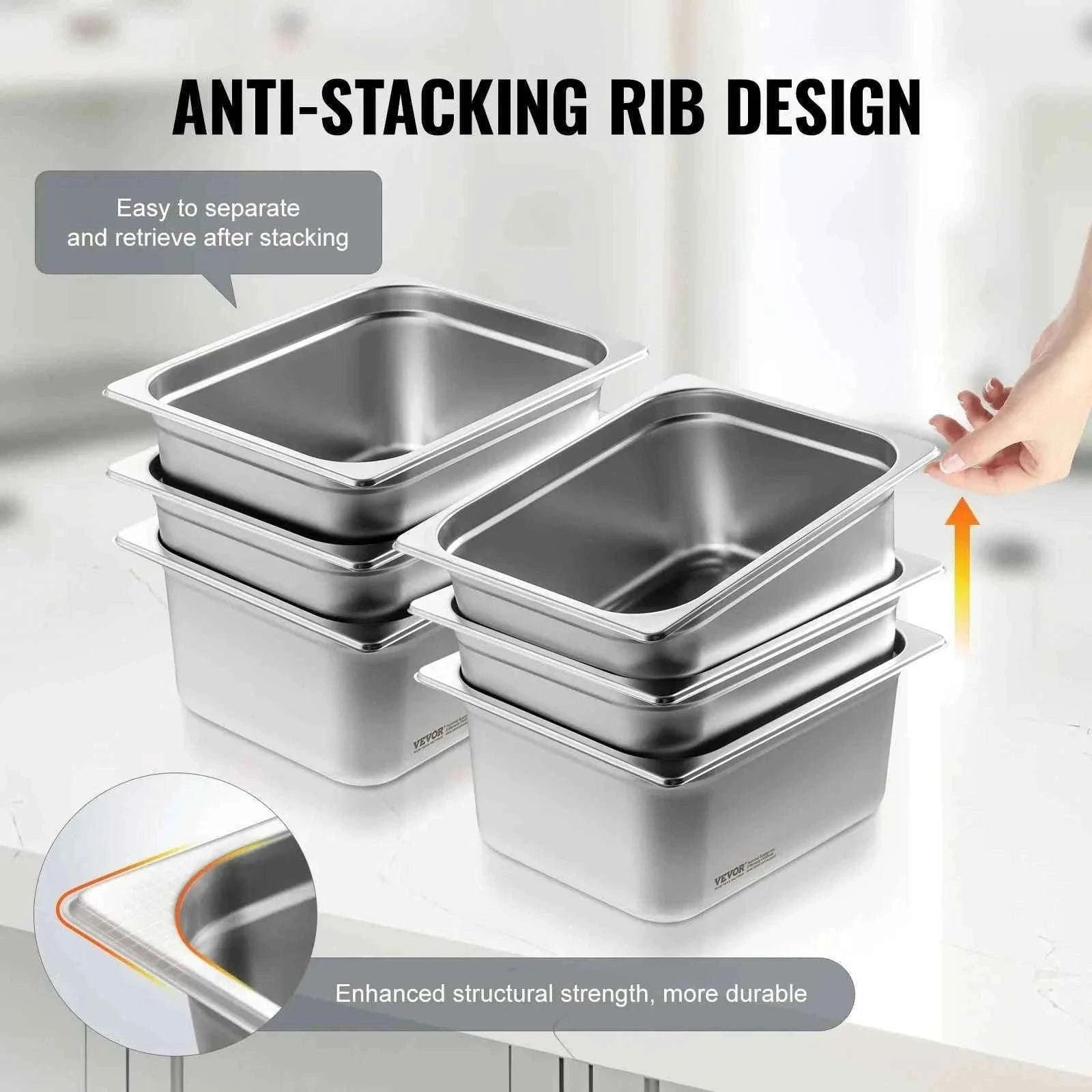 1/2 Size 6-Inch Deep Steam Table Pan Set with Lids, 6 Pack-6pcs 9.8QT / spain