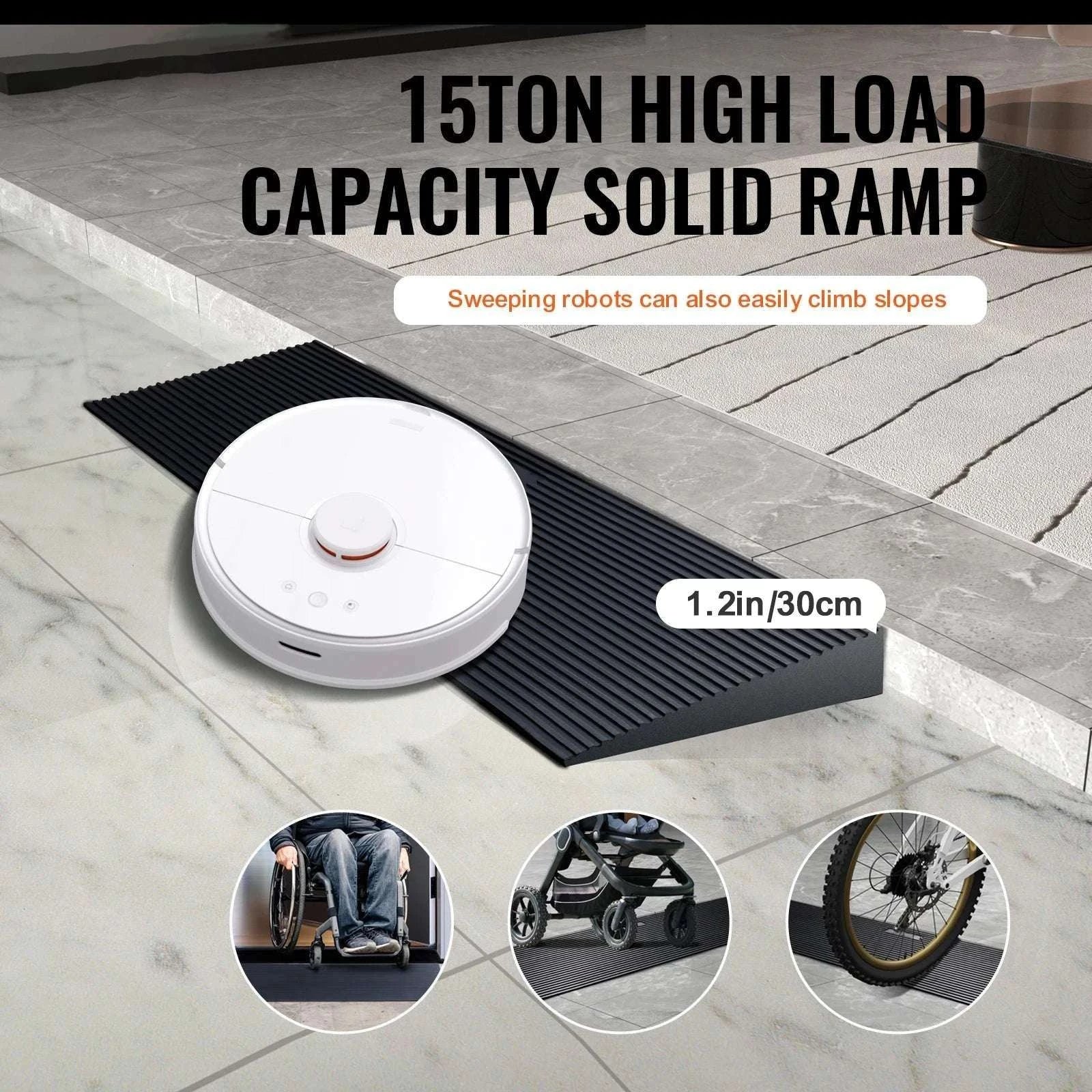 1.2" Threshold Ramp Rubber Wheelchair Ramp Cuttable Heavy Duty-35.4x7.9x1.2in / United States