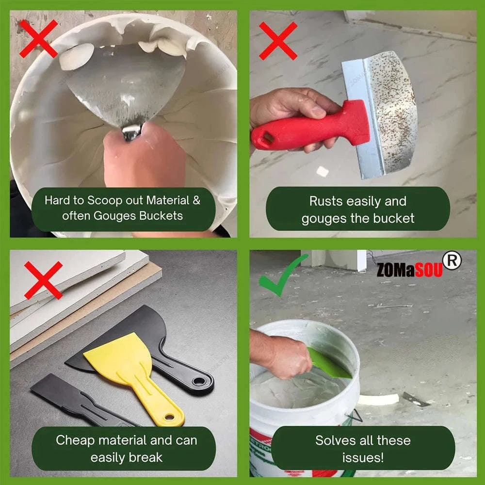 1/2Pcs Curved Bucket Scoop Scraper Spackle Paint Putty Knife Drywall Finishing Plaster Scraping Decals Patch Construction Tools-2PCS