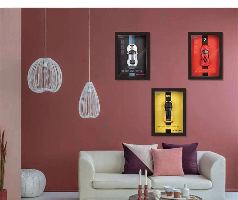 1:32 Diecast Metal Sports Car Frame Wall Decor Model-B1