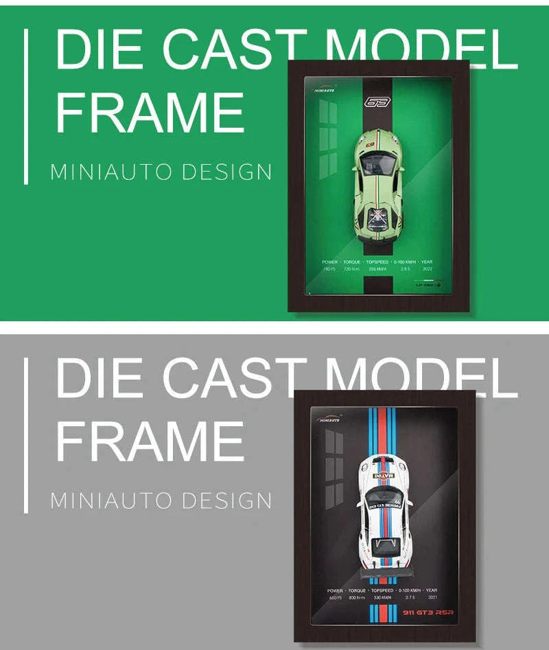 1:32 Diecast Metal Sports Car Frame Wall Decor Model-B1