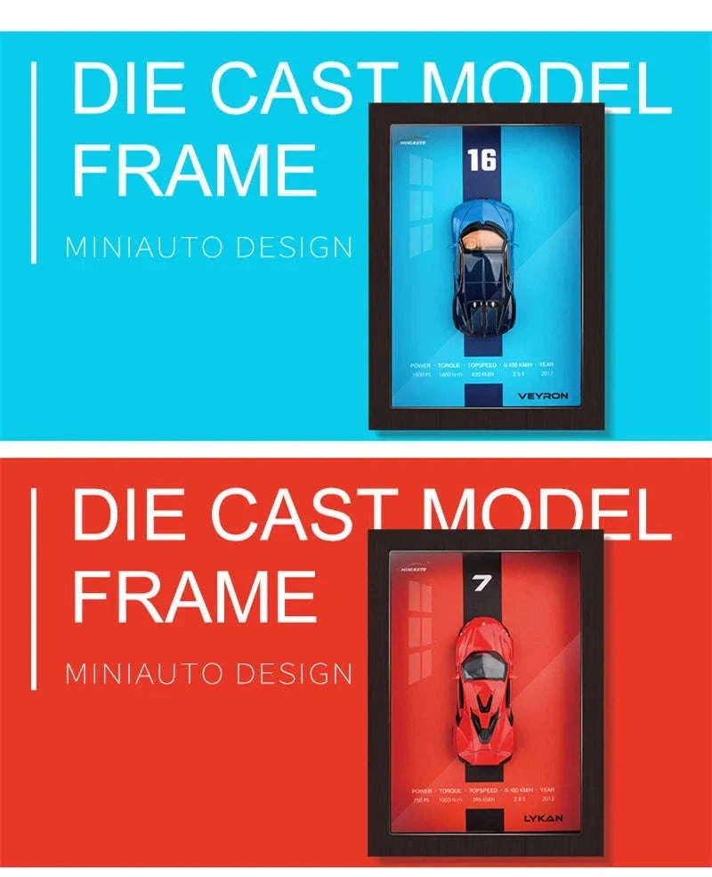 1:32 Diecast Metal Sports Car Frame Wall Decor Model-B1