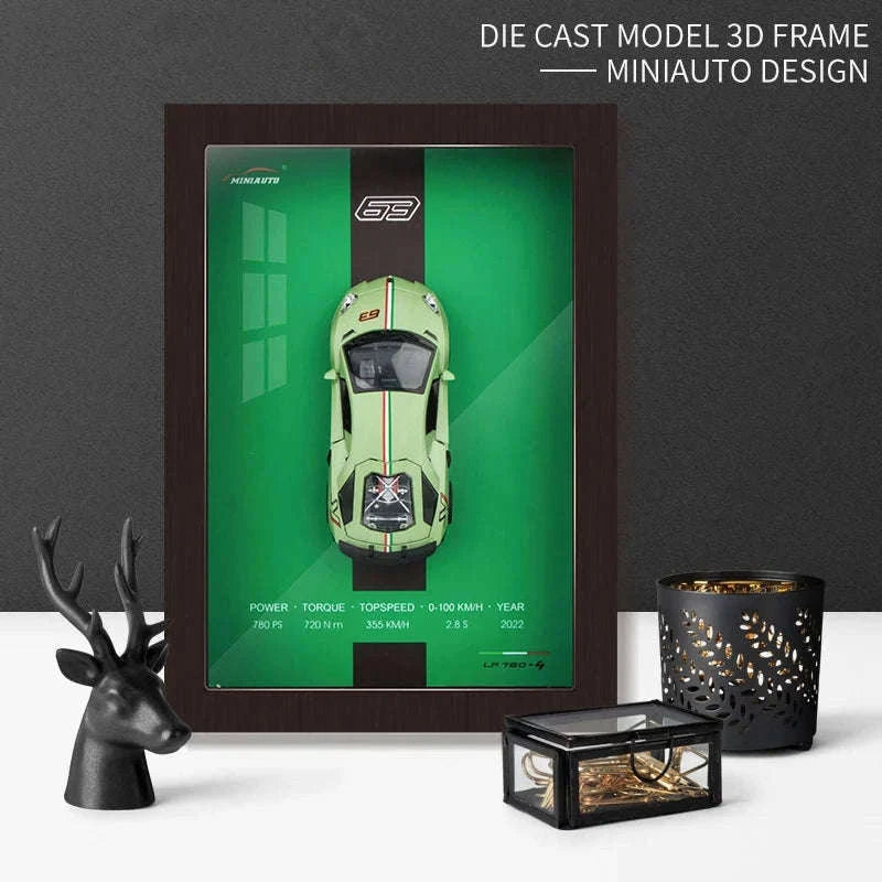 1:32 Diecast Metal Sports Car Frame Wall Decor Model-B1