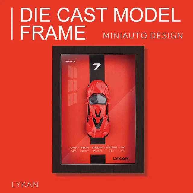 1:32 Diecast Metal Sports Car Frame Wall Decor Model-B1