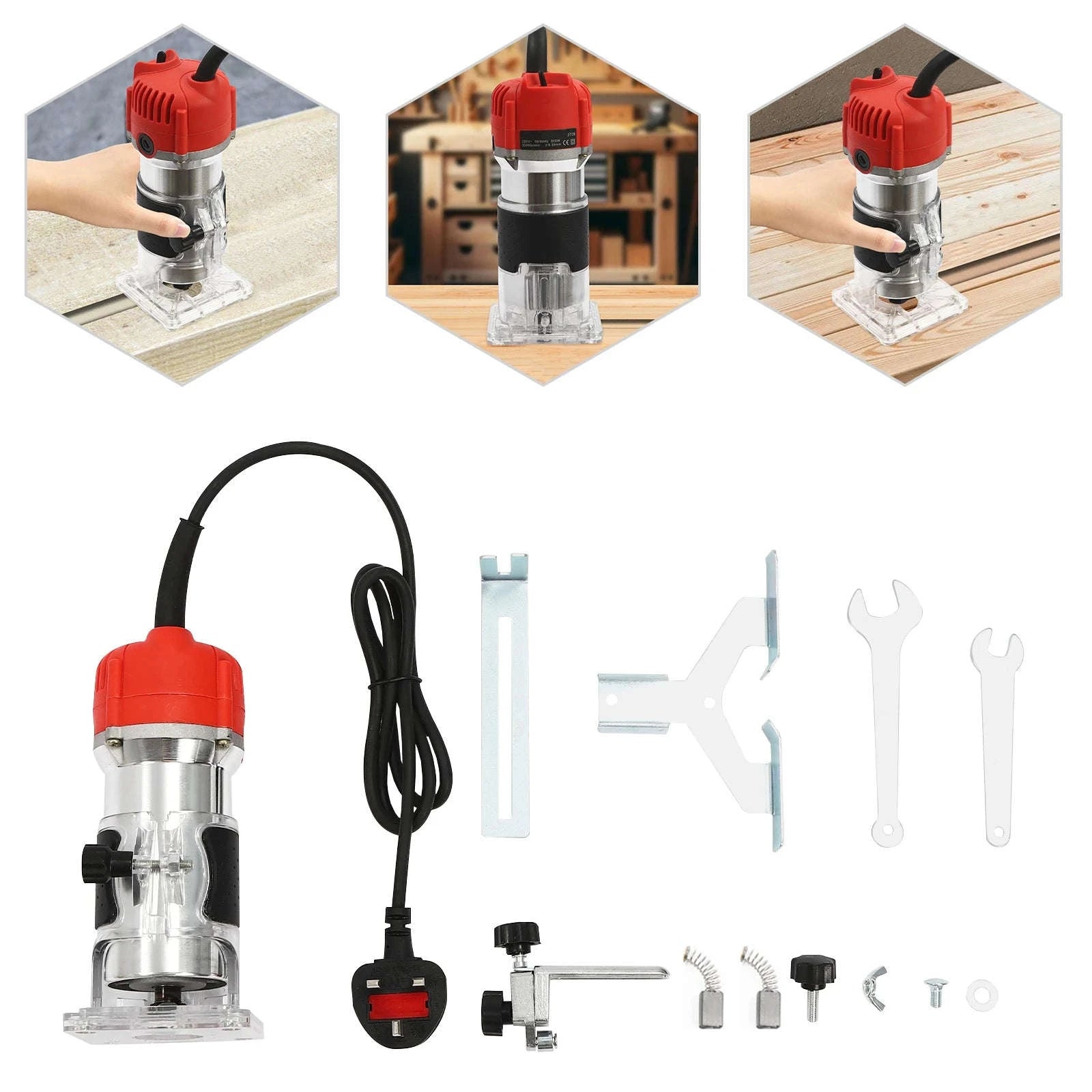 1/4'' Electric Wood Trimming Machine for Precision Routing-Red / UNITED KINGDOM