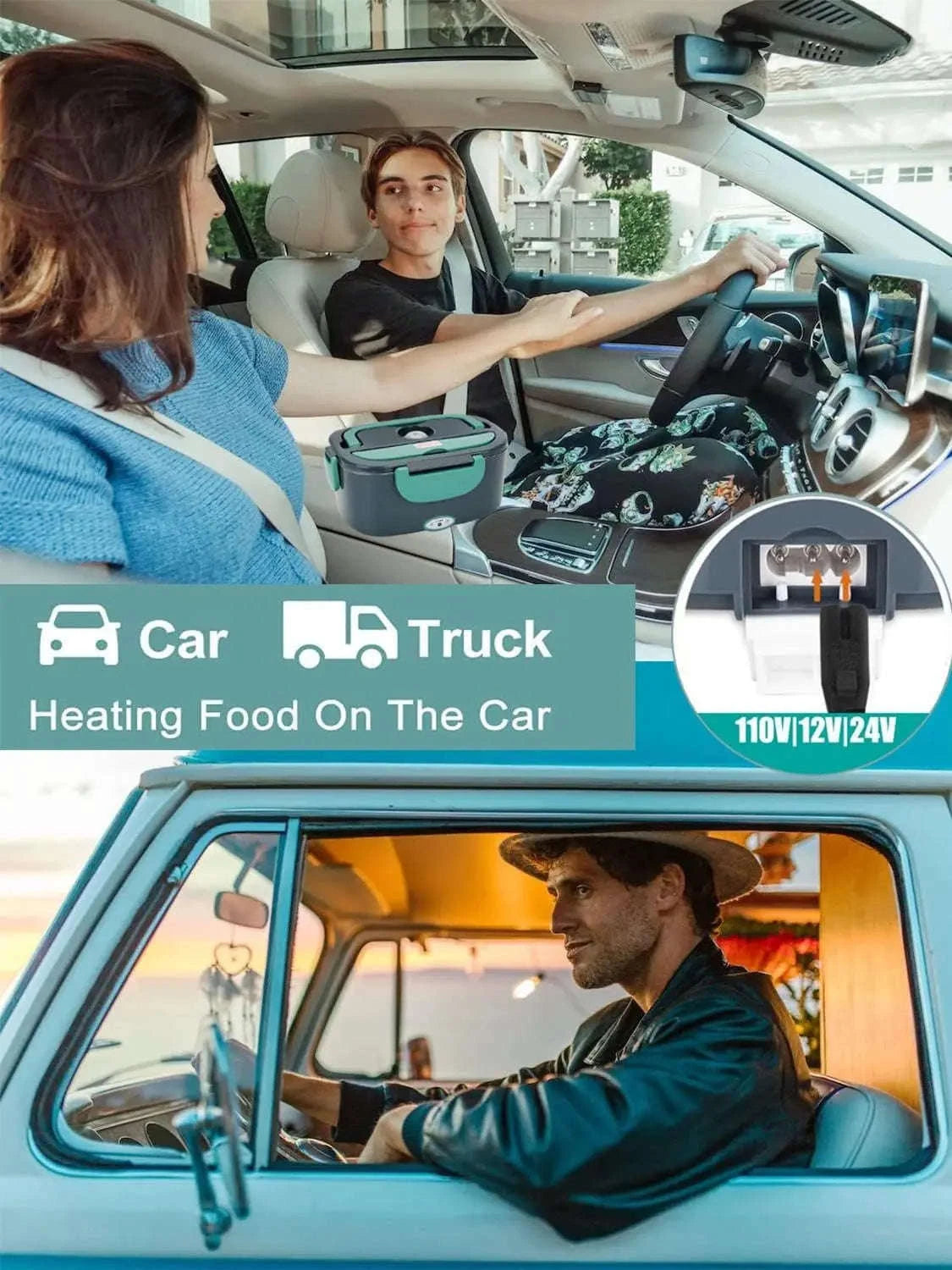1.5L Electric Lunch Box Food Heater for Car & Home Leak-Proof-US / United States
