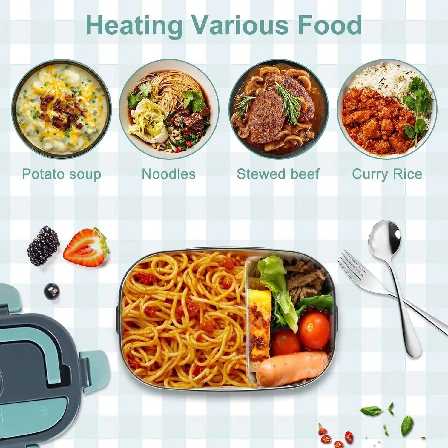 1.5L Electric Lunch Box Food Heater for Car & Home Leak-Proof-US / United States