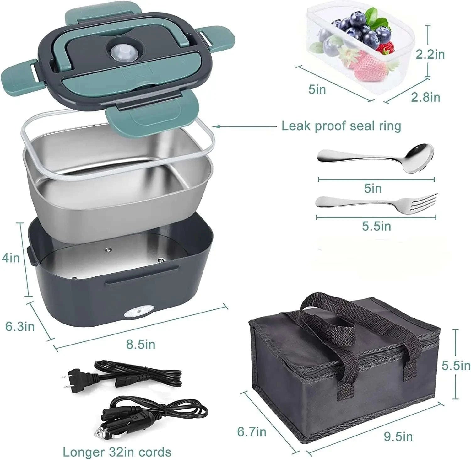 1.5L Electric Lunch Box Food Heater for Car & Home Leak-Proof-US / United States