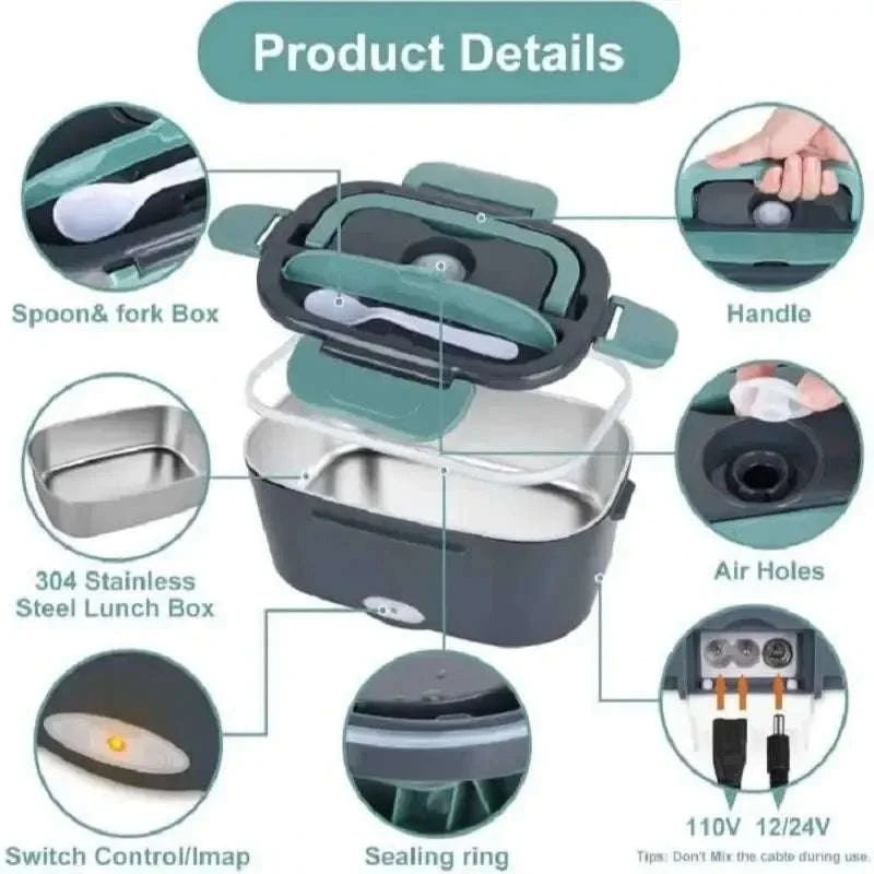 1.5L Electric Lunch Box Food Heater for Car & Home Leak-Proof-US / United States