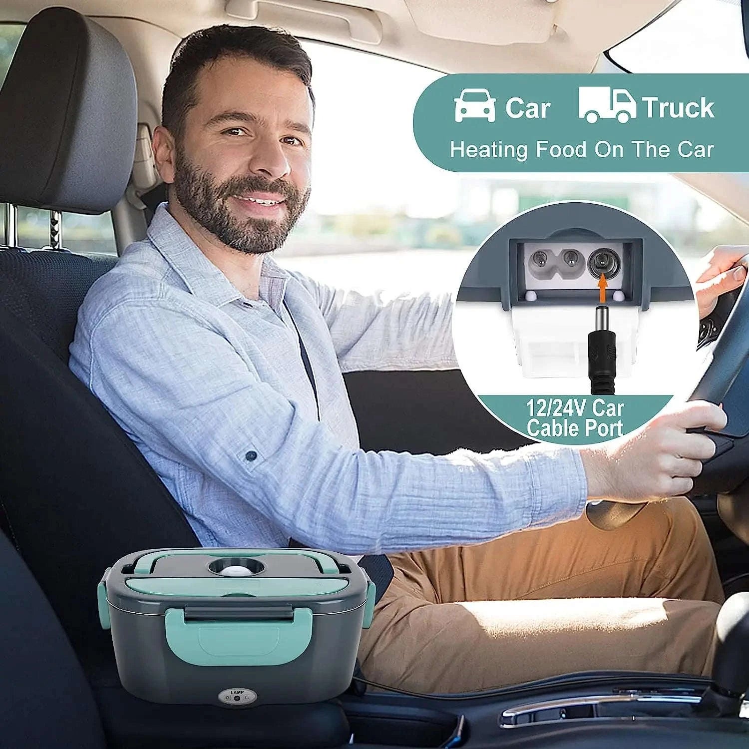 1.5L Electric Lunch Box Food Heater for Car & Home Leak-Proof-US / United States