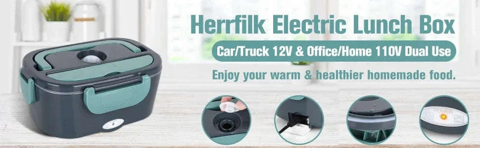 1.5L Electric Lunch Box Food Heater for Car & Home Leak-Proof-US / United States