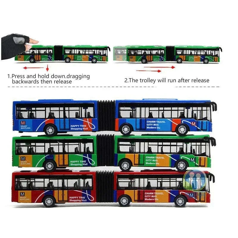 1:64 Alloy City Bus Model Diecast Pull-Back Toy for Kids-green