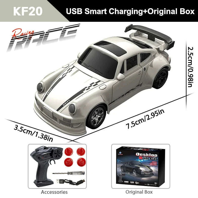 1/64 High Speed Drift RC Car 4WD for Precise Mini Drifts-KF20 Black OB