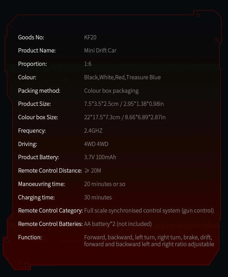 1/64 High Speed Drift RC Car 4WD-KF20 Black OB