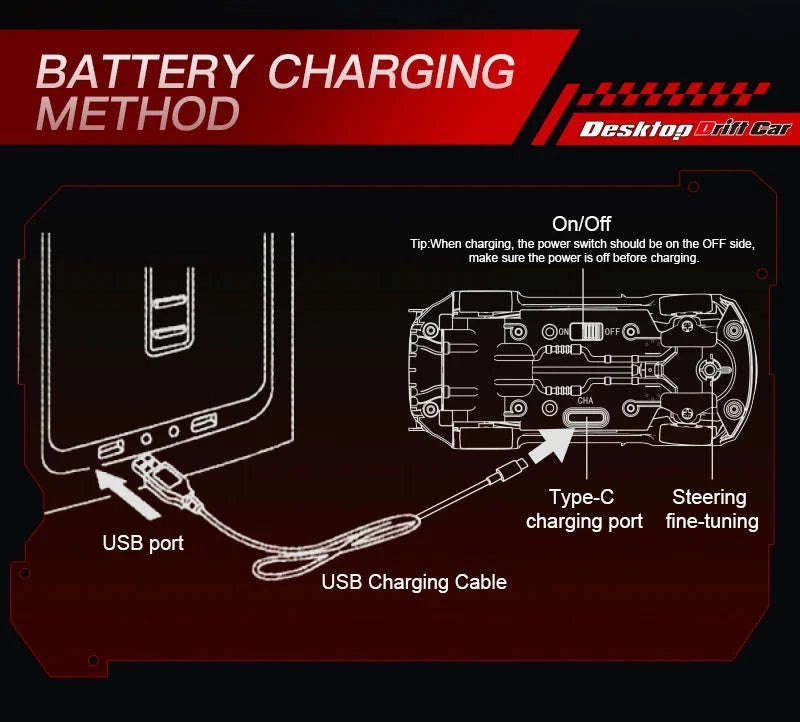 1/64 High Speed Drift RC Car 4WD-KF20 Black OB