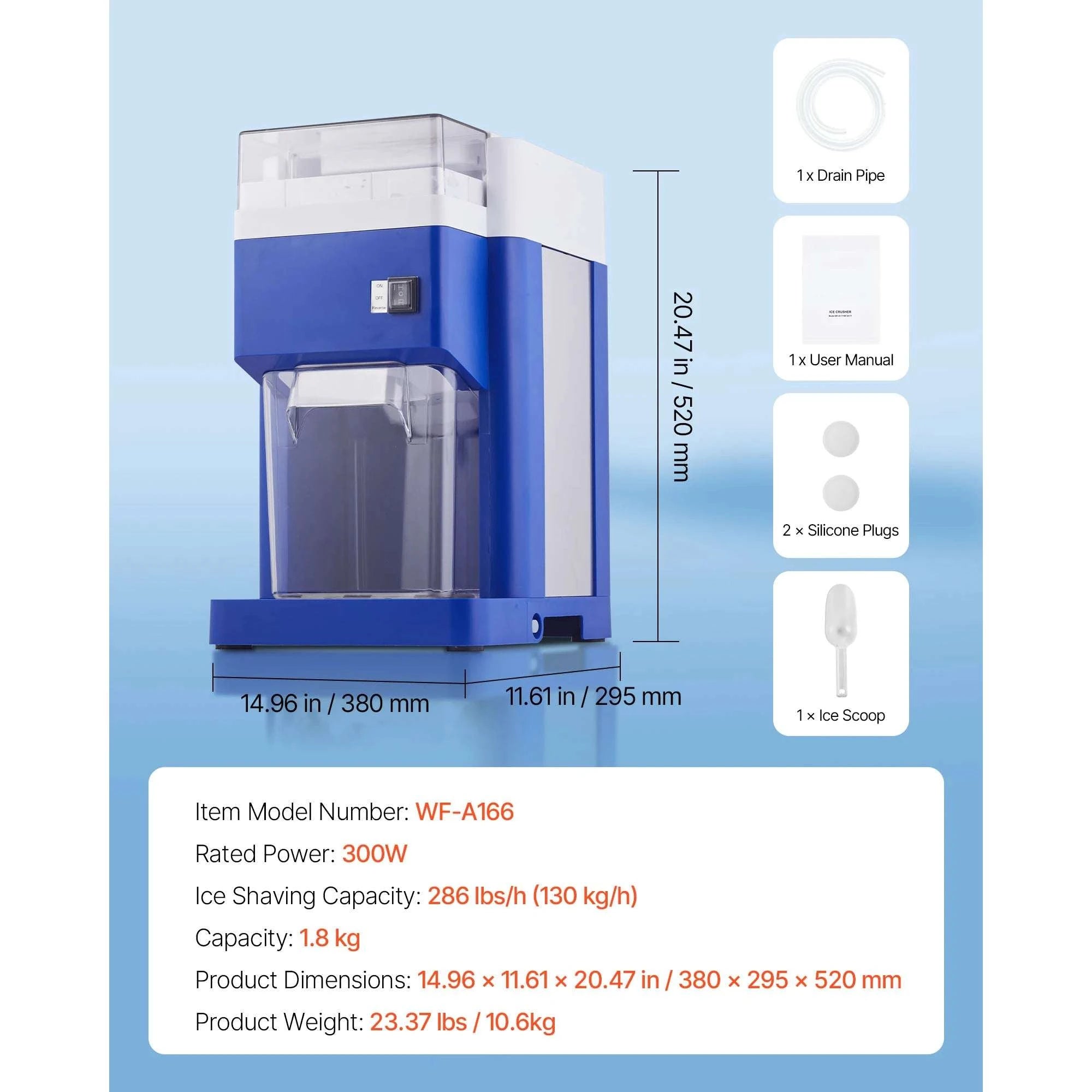 1.8L Electric Ice Shaver Machine with Stainless Steel Blades-White 1.8L / United States