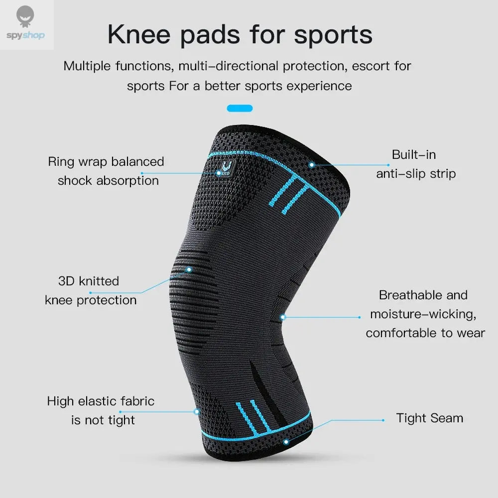 1 Pcs Compression Knee Support Sleeve Elastic Breathable Knee Pads Brace Springs Gym Sports Protector Basketball Volleyball Run Spy-shop.com