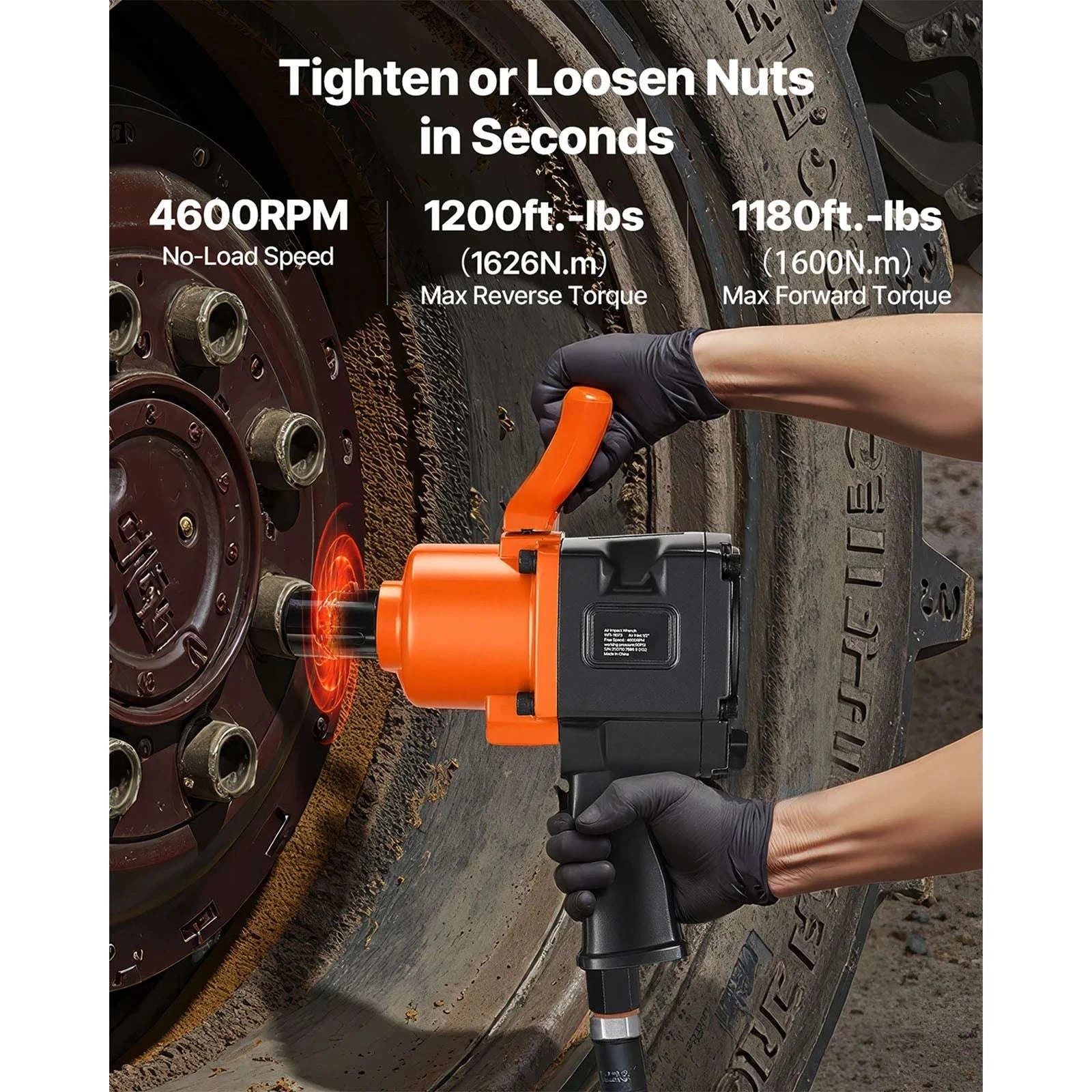 1" Air Impact Wrench 1200 ft-lbs Torque Pneumatic Heavy Duty Gun-1inch / United States