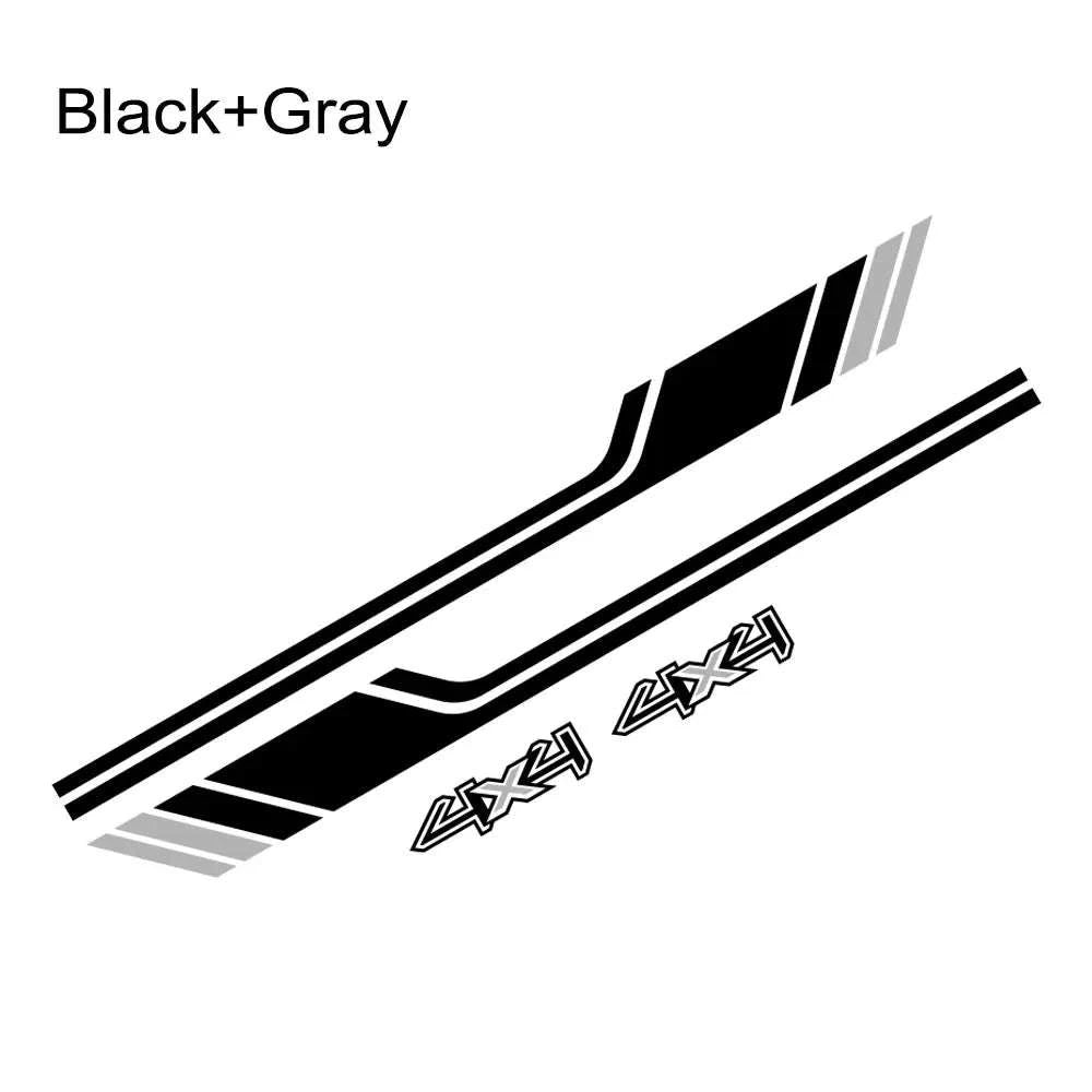 1 Pair 4x4 Off Road Side Body Sticker Decals-Glossy Black / 150x16cm