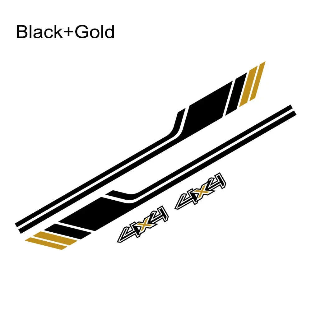 1 Pair 4x4 Off Road Side Body Sticker Decals-Glossy Black / 150x16cm