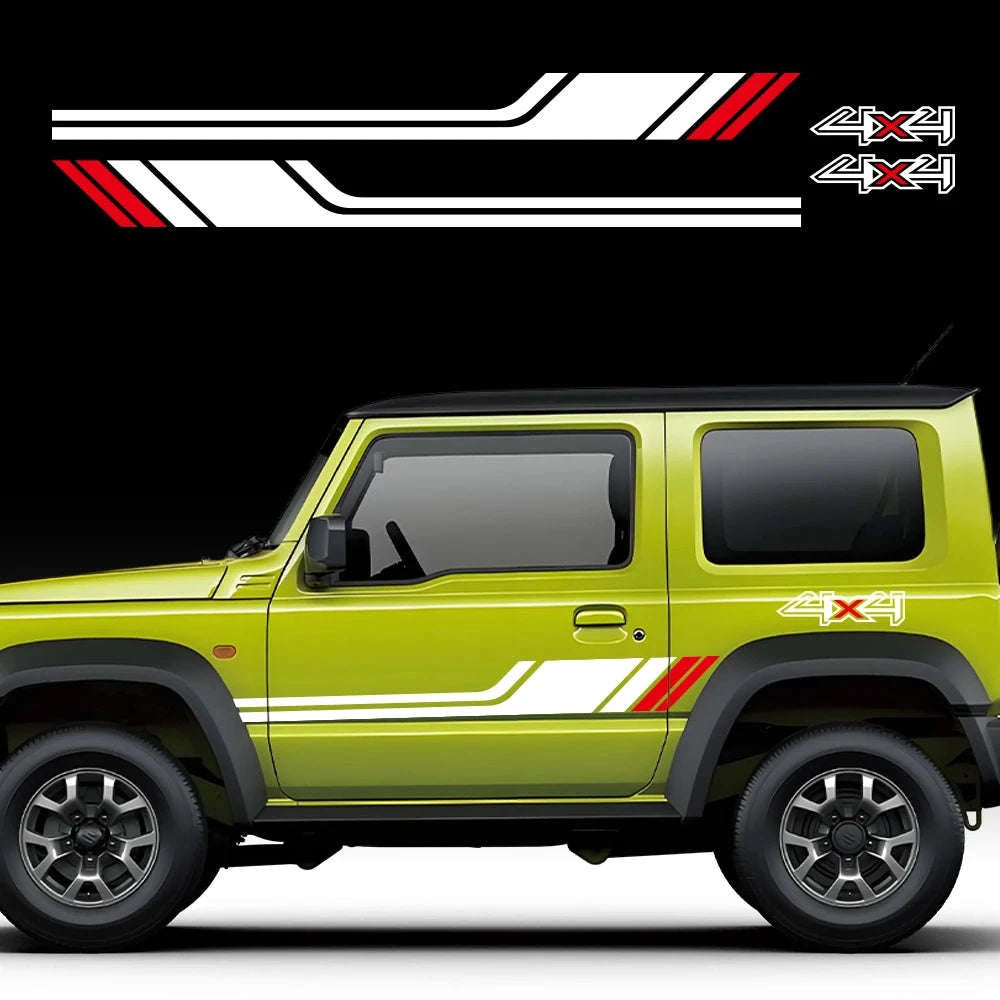 1 Pair 4x4 Off Road Side Body Sticker Decals-Glossy Black / 150x16cm
